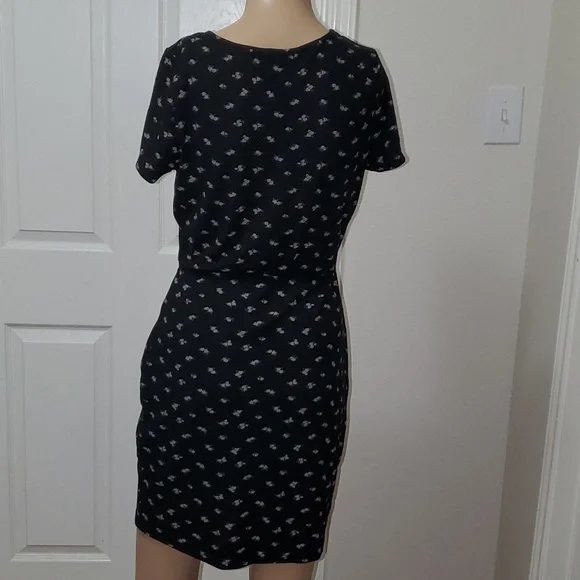 Hesperus L cutout stomach ribbed mini dress thigh slit lilac floating flowers - Picture 5 of 8